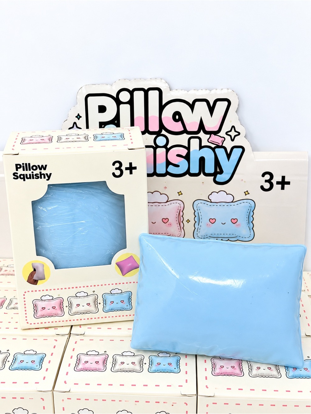 NEW IN BOX Crunchy Blue Pillow Squishy Toy